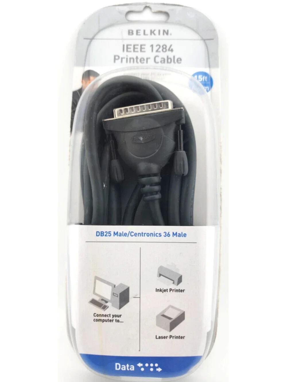 Belkin IEEE 1284 Parallel Printer Cable – DB25 Male to Centronics 36 Male– 15 ft